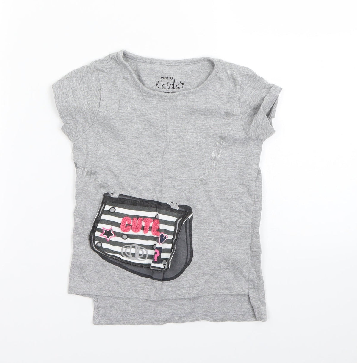 Pep&Co Girls Grey   Basic T-Shirt Size 3 Years