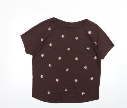 Womens UK Size 10 NEXT Brown Basic T-Shirt