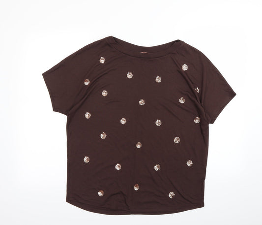 Womens UK Size 10 NEXT Brown Basic T-Shirt