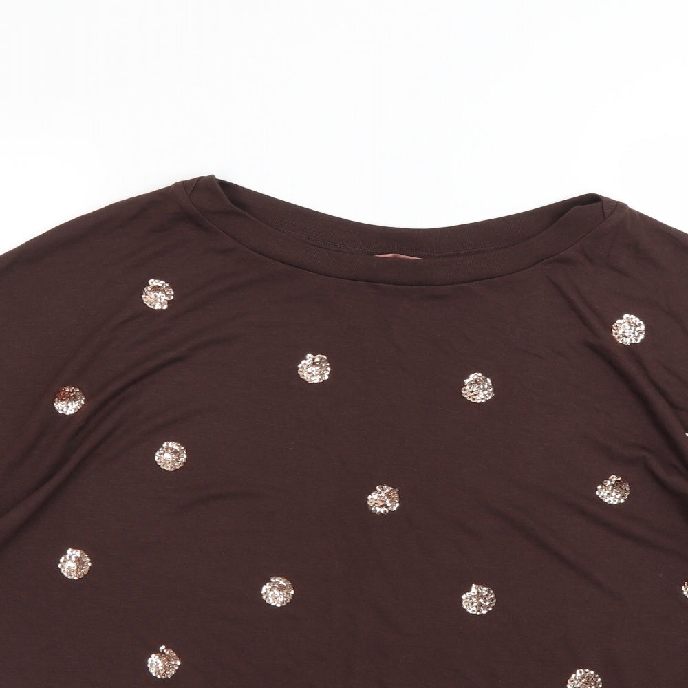 Womens UK Size 10 NEXT Brown Basic T-Shirt