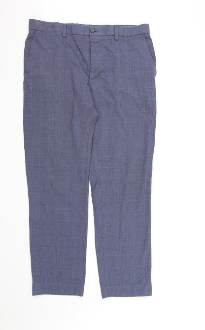 Marks and Spencer Mens Blue Check Rayon Dress Pants Trousers  L31 in