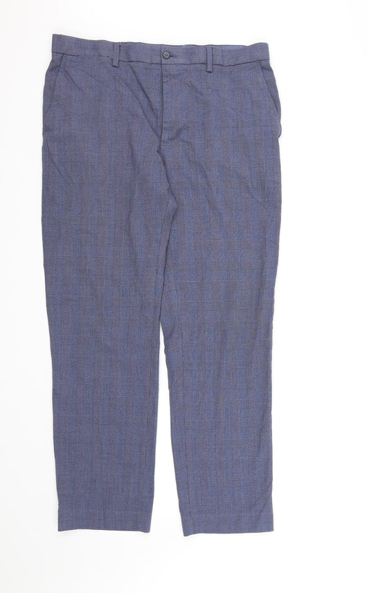 Marks and Spencer Mens Blue Check Rayon Dress Pants Trousers  L31 in