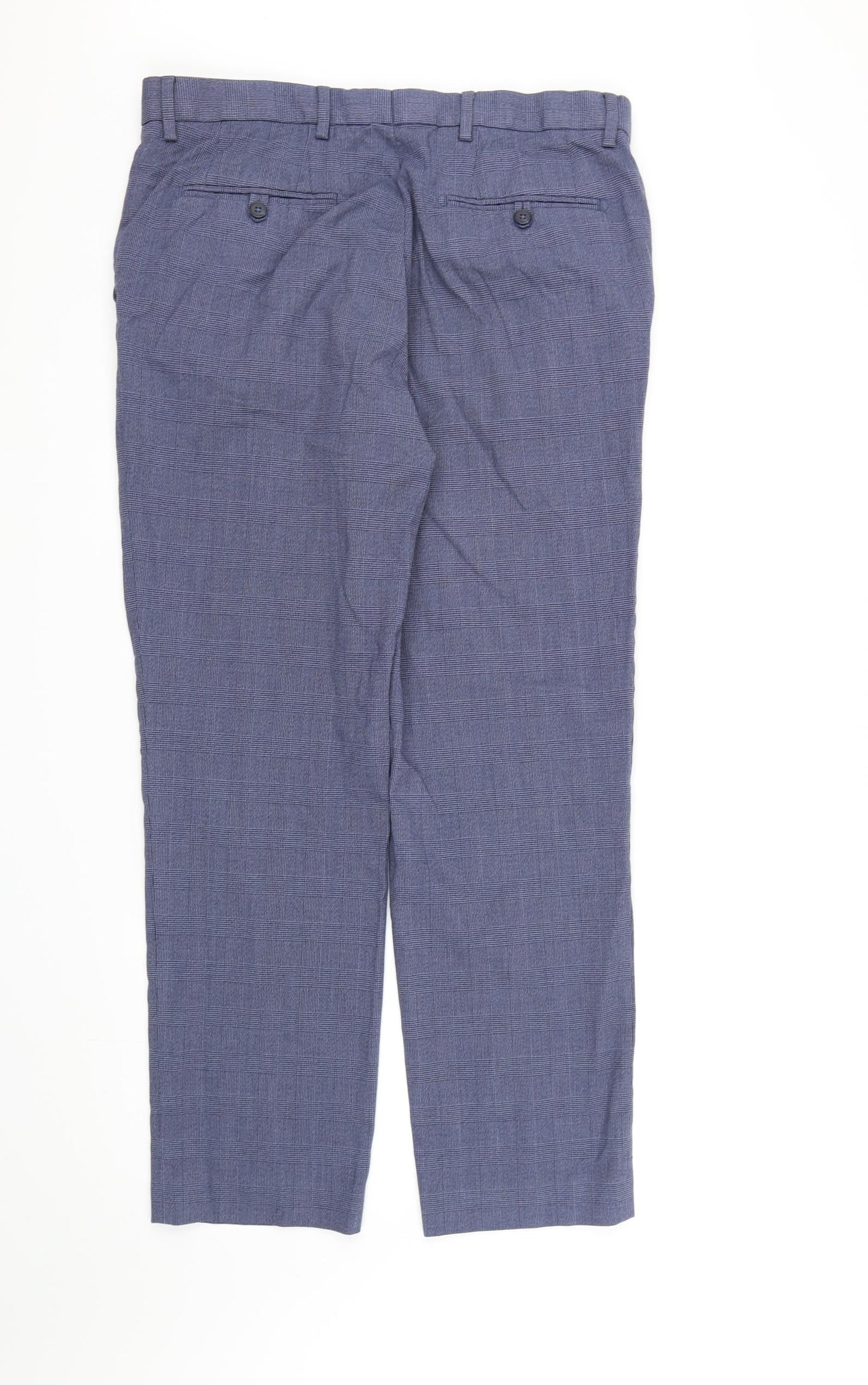 Marks and Spencer Mens Blue Check Rayon Dress Pants Trousers  L31 in