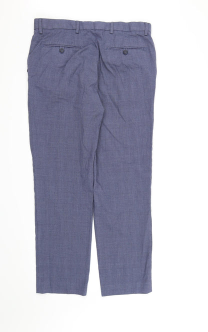 Marks and Spencer Mens Blue Check Rayon Dress Pants Trousers  L31 in