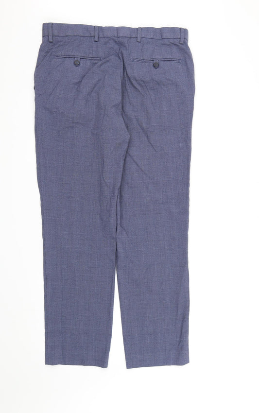 Marks and Spencer Mens Blue Check Rayon Dress Pants Trousers  L31 in