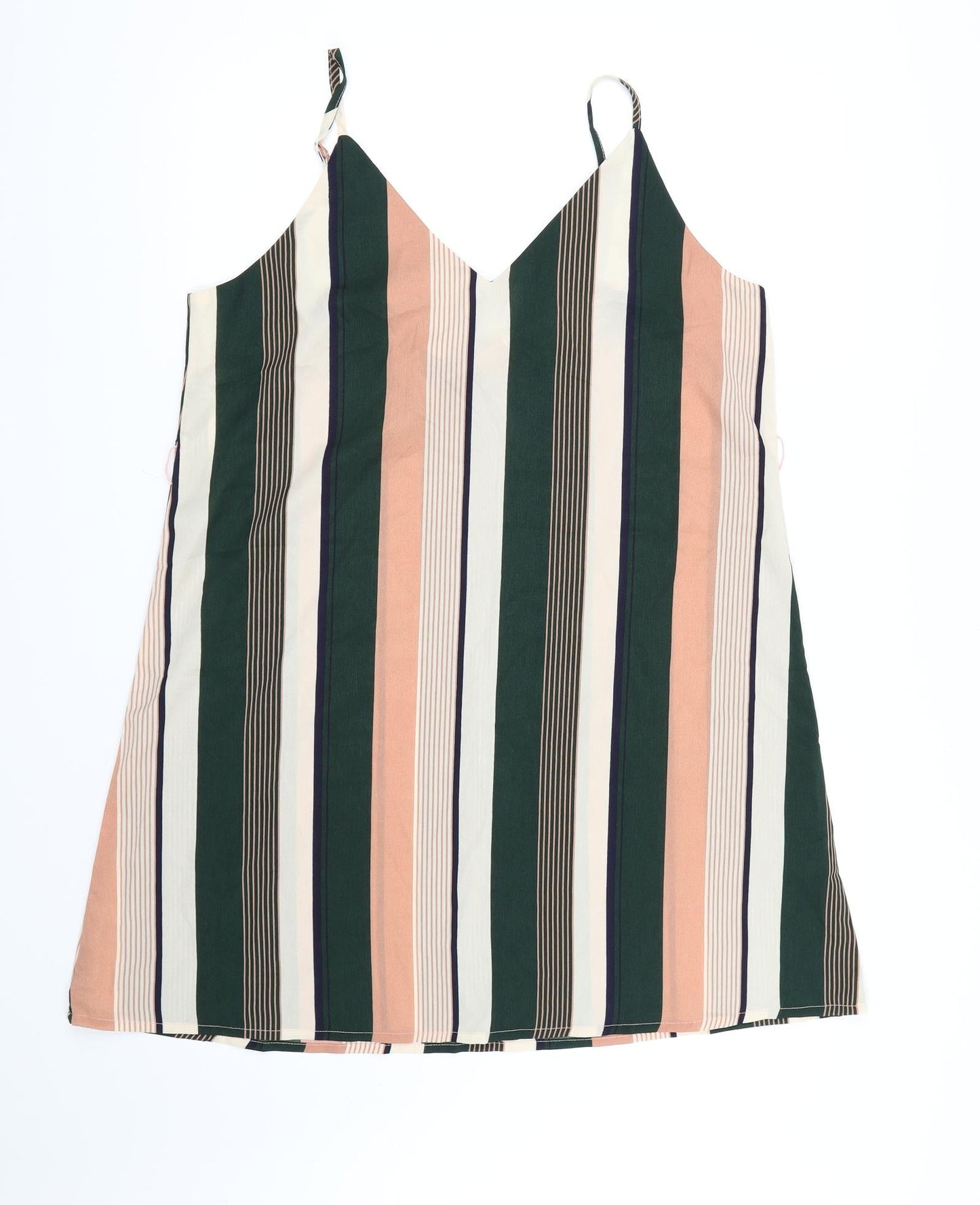 SheIn Womens Green Striped Chiffon Camisole Tank Size L