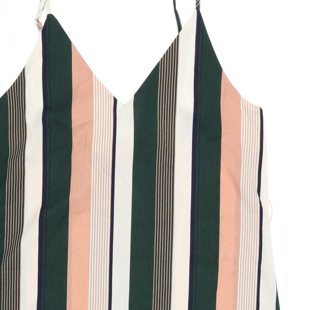 SheIn Womens Green Striped Chiffon Camisole Tank Size L