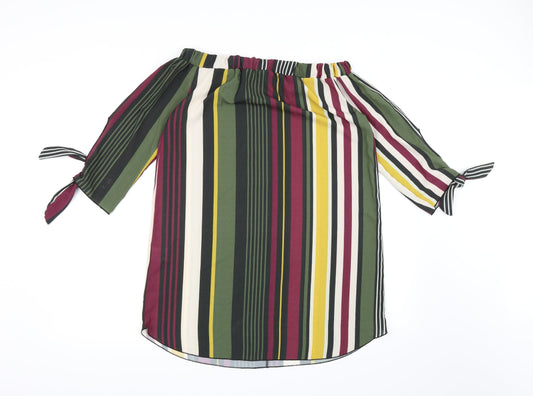 Quiz Womens Multicoloured Striped Chiffon Shirt Dress  Size 12