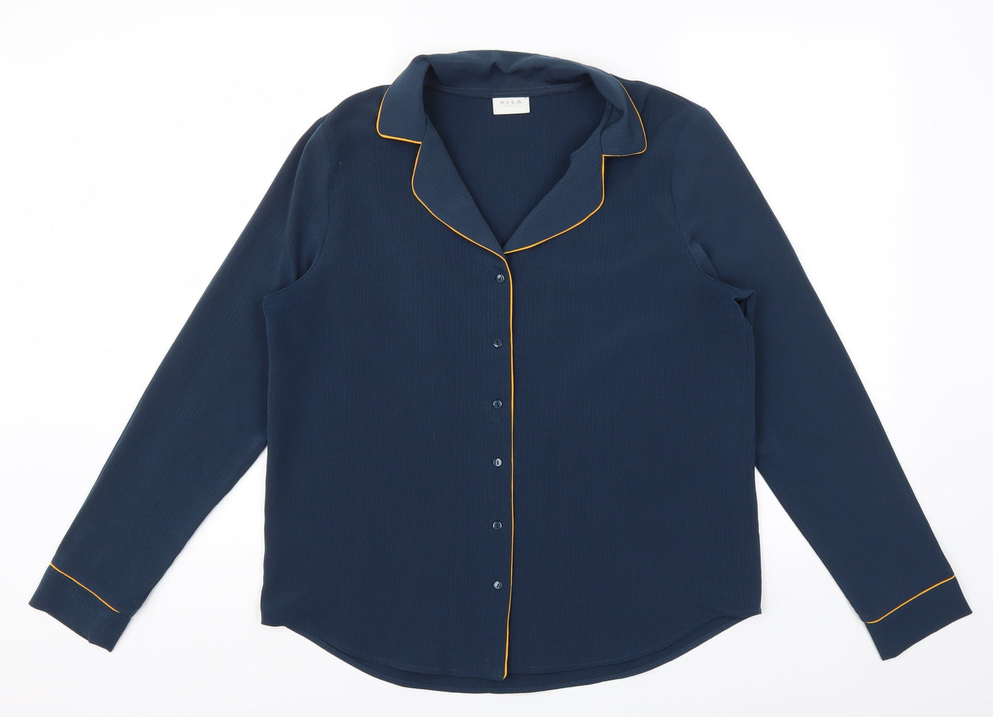 Womens UK Size L VILA Blue Basic Button-Up