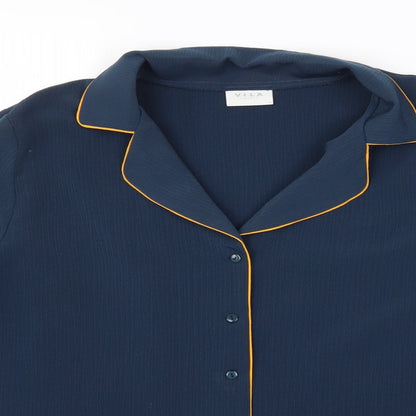 Womens UK Size L VILA Blue Basic Button-Up