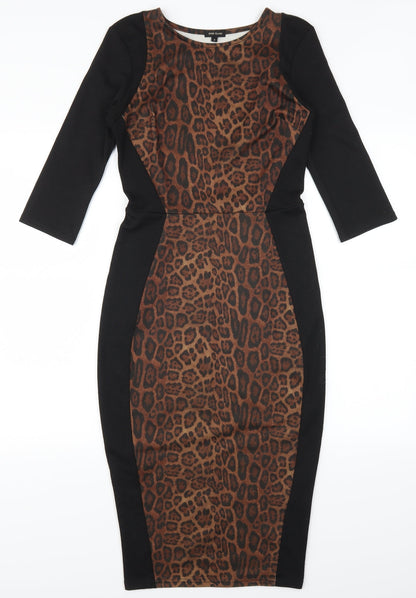 River Island Womens Black Animal Print  Pencil Dress  Size 8