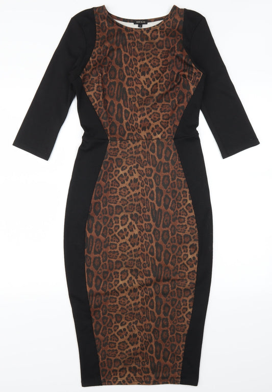 River Island Womens Black Animal Print  Pencil Dress  Size 8