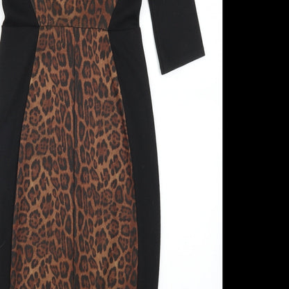 River Island Womens Black Animal Print  Pencil Dress  Size 8