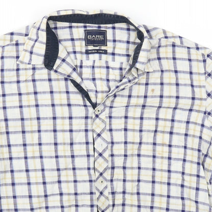 Mens UK Size L bare Beige  Button-Up Short Sleeve Casual Shirt