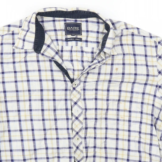Mens UK Size L bare Beige  Button-Up Short Sleeve Casual Shirt