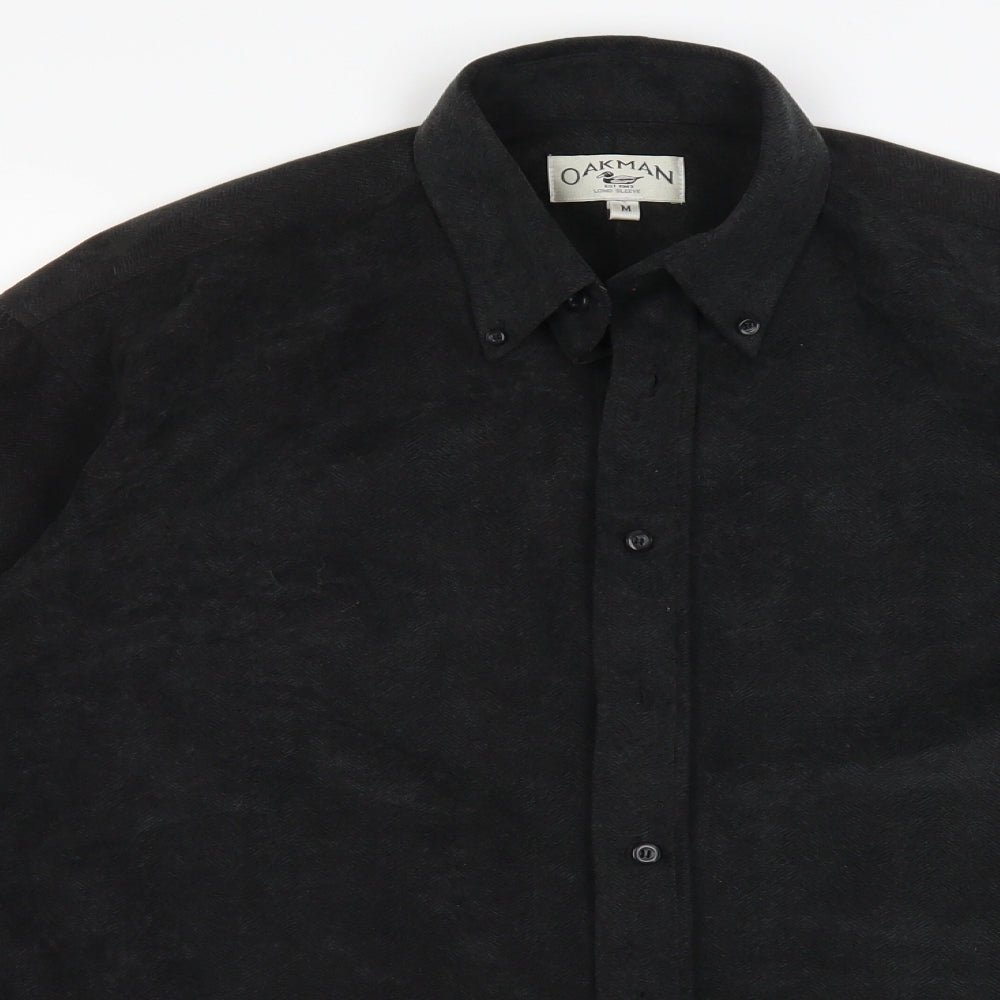 Mens UK Size M Oakman Black  Button-Up Long Sleeve Casual Shirt