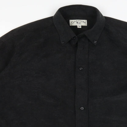 Mens UK Size M Oakman Black  Button-Up Long Sleeve Casual Shirt