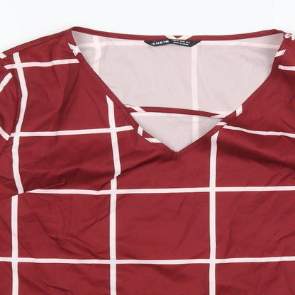 SheIn Womens Red Geometric  Basic Blouse Size M