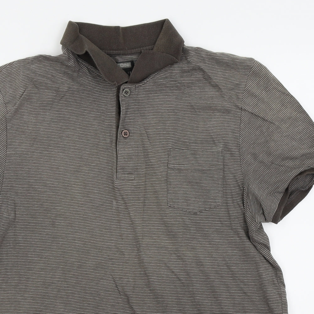 Burton Mens Brown Pinstripe   Polo Size L