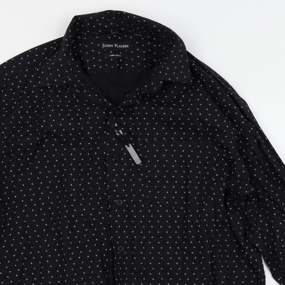Mens UK Collar Size 40 john players Smart Black  Dress Shirt