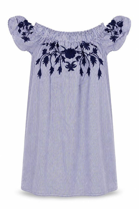 Select Womens Blue Striped  Fit & Flare  Size 10