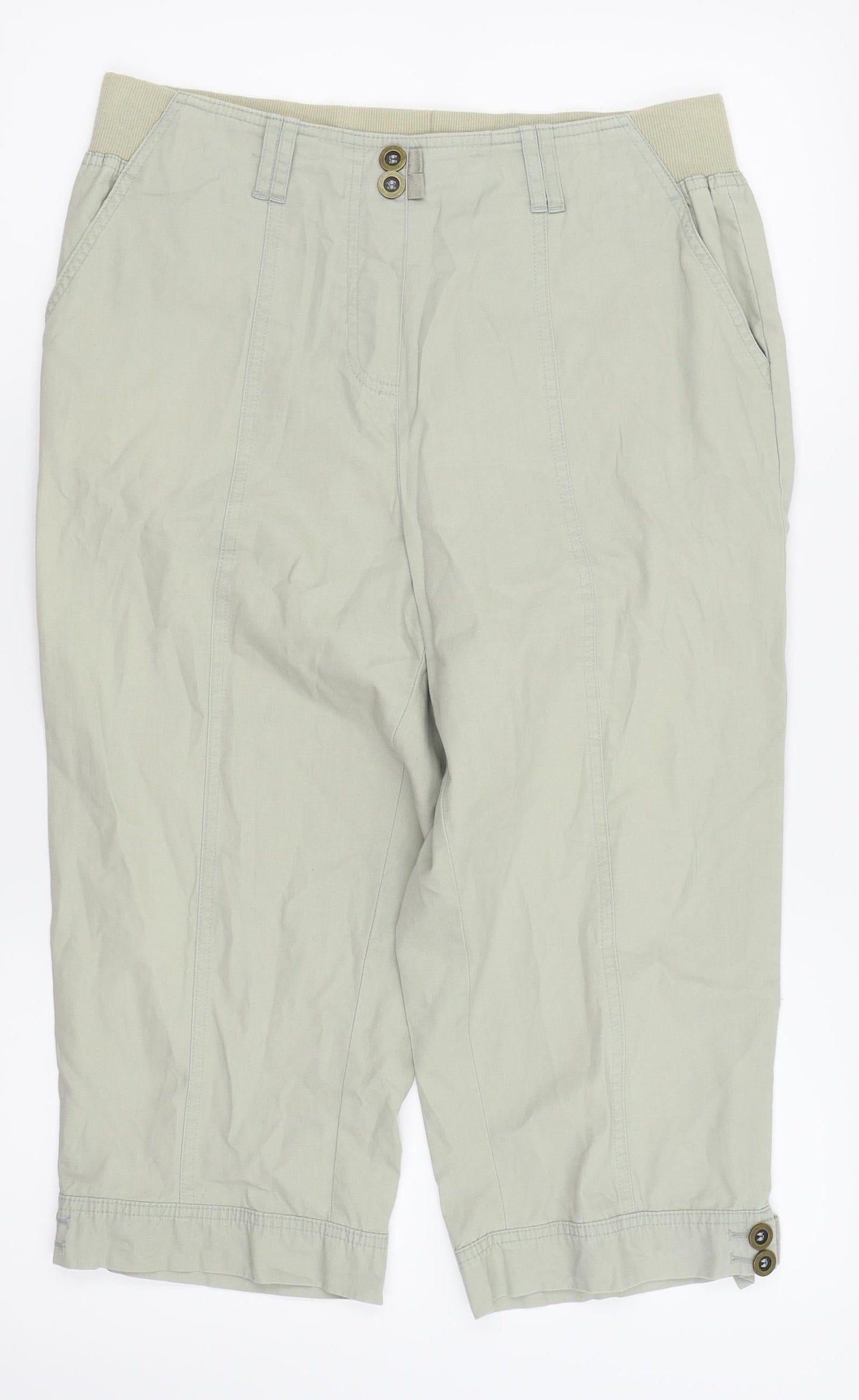 Womens UK Size 12 BM Regular Fit Capri White Trousers