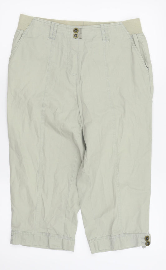 Womens UK Size 12 BM Regular Fit Capri White Trousers
