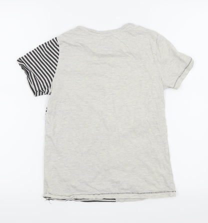 F&F Boys Grey Striped  Basic T-Shirt Size 9-10 Years