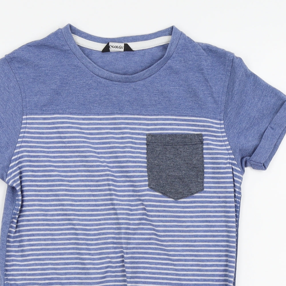 Asda George Boys Blue Striped  Basic Polo Size 9-10 Years