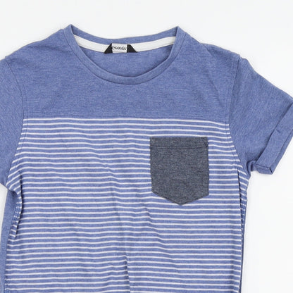 Asda George Boys Blue Striped  Basic Polo Size 9-10 Years