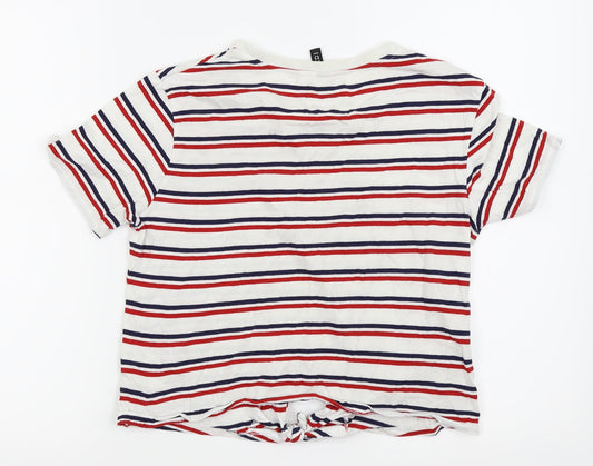 Divided by H&M Womens White Striped  Basic Polo Size S