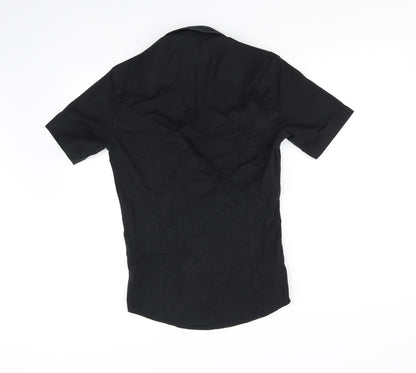 Womens UK Size S ASOS Black Basic Button-Up