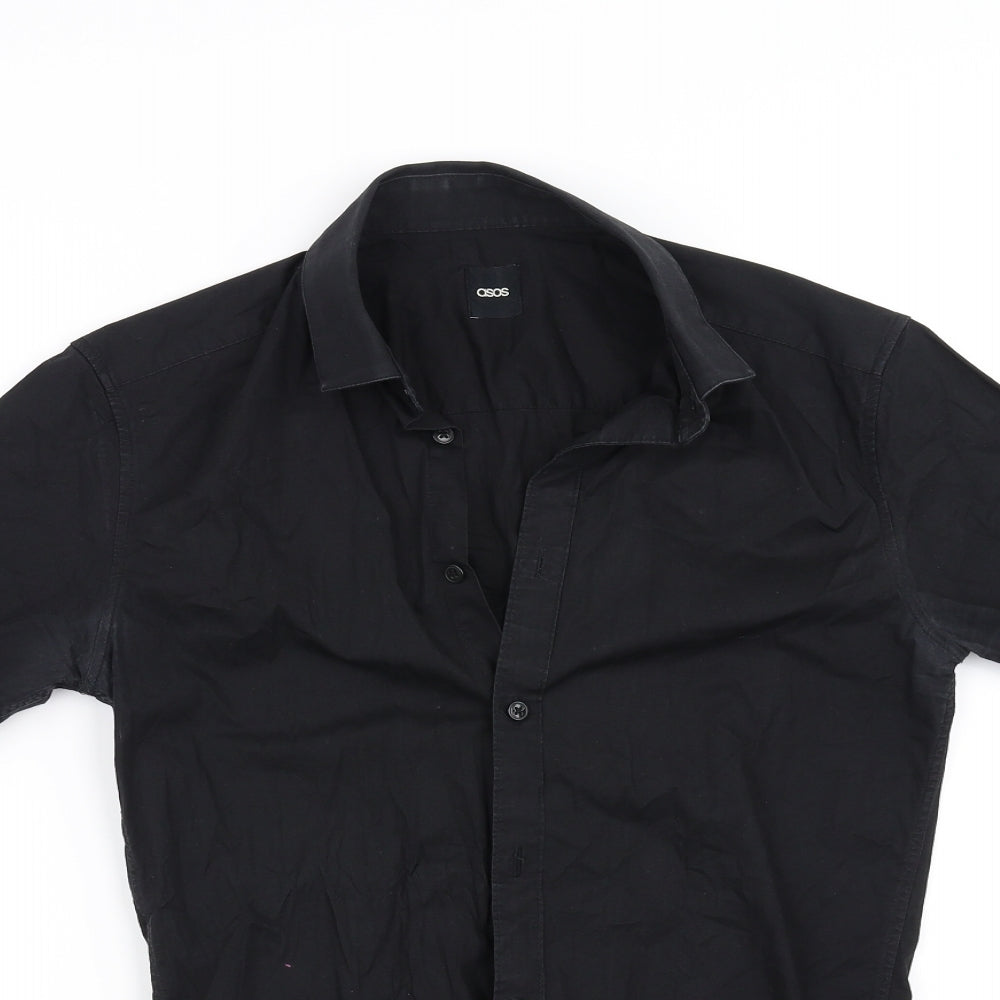 Womens UK Size S ASOS Black Basic Button-Up