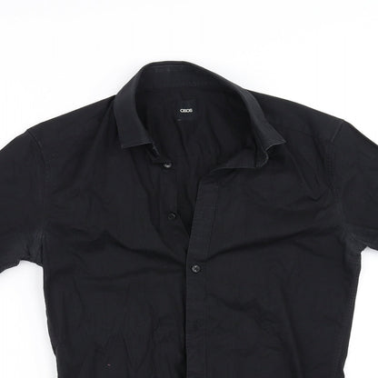 Womens UK Size S ASOS Black Basic Button-Up
