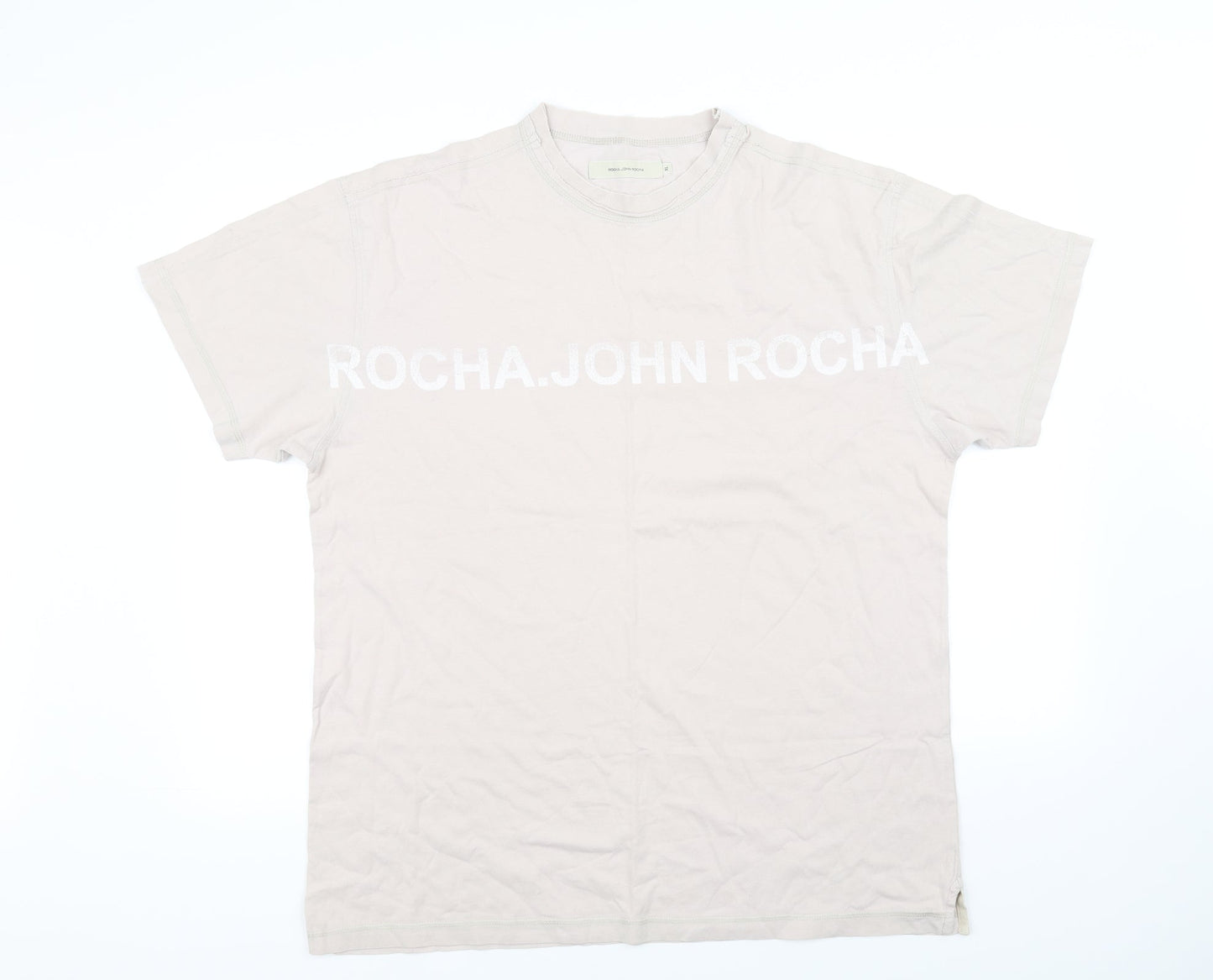 Womens UK Size XL Rocha John Rocha Beige Basic T-Shirt