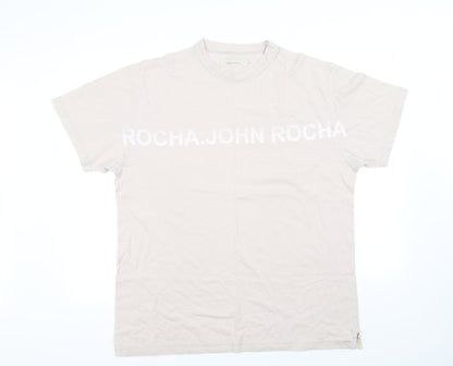 Womens UK Size XL Rocha John Rocha Beige Basic T-Shirt