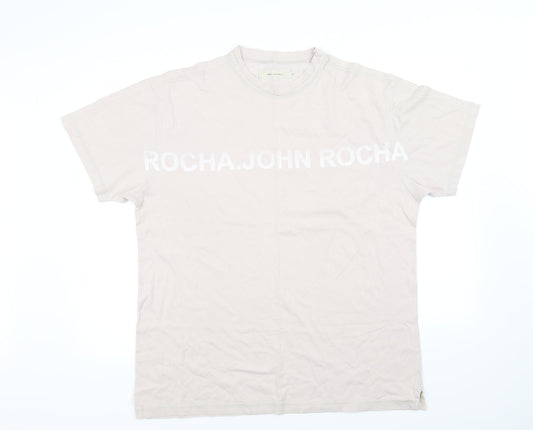 Womens UK Size XL Rocha John Rocha Beige Basic T-Shirt