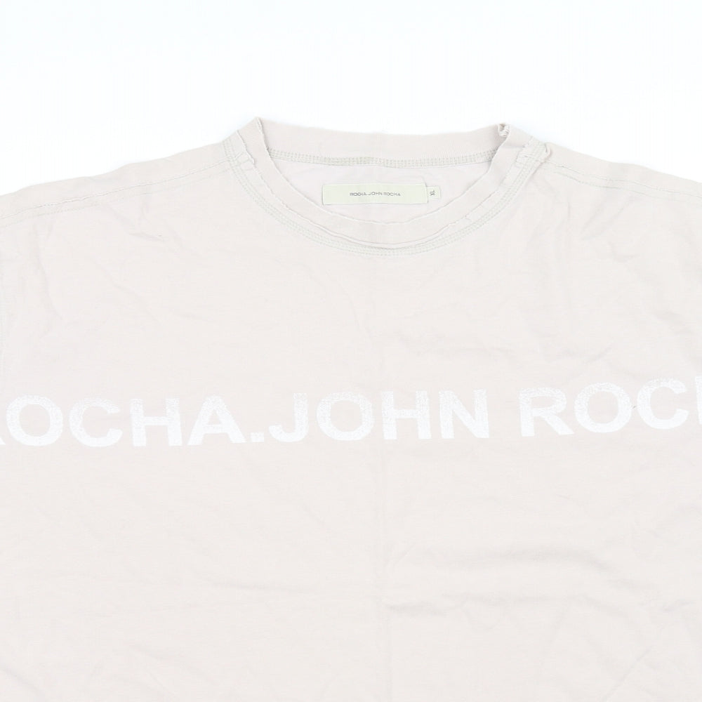 Womens UK Size XL Rocha John Rocha Beige Basic T-Shirt
