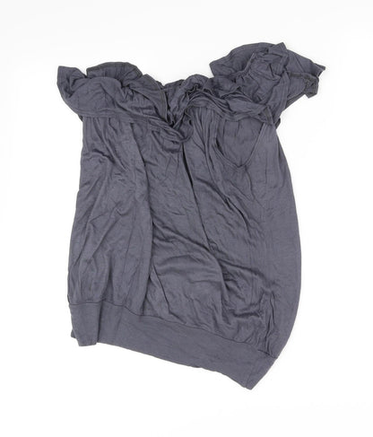 b sharp Womens Grey   Basic Blouse Size M