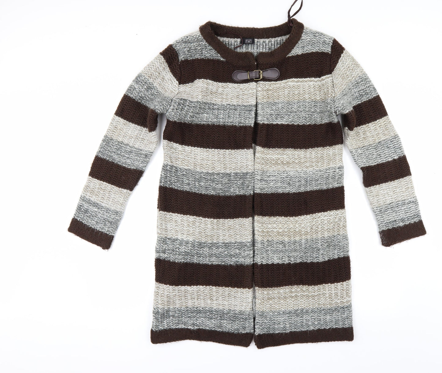 F&F Womens Beige Striped  Cardigan Jumper Size M