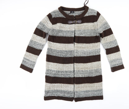 F&F Womens Beige Striped  Cardigan Jumper Size M