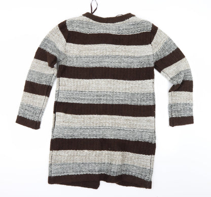 F&F Womens Beige Striped  Cardigan Jumper Size M