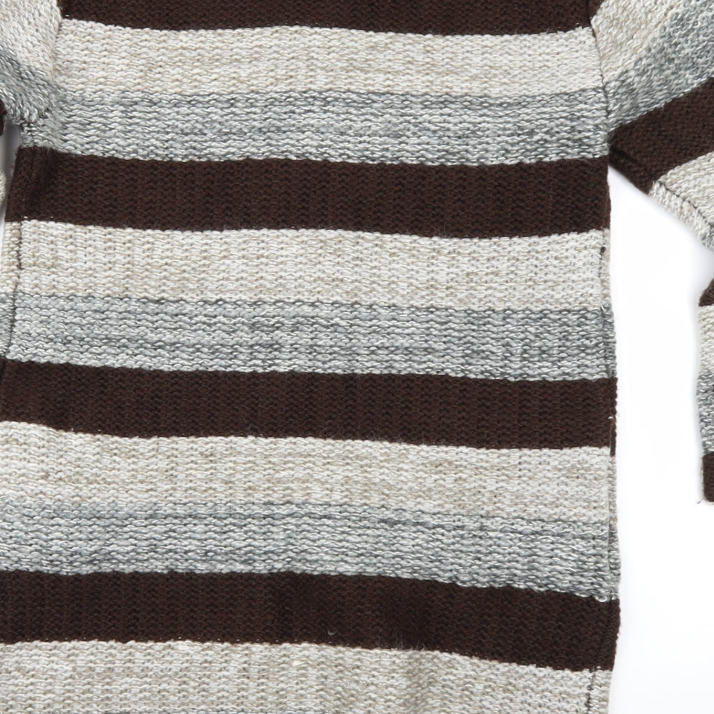 F&F Womens Beige Striped  Cardigan Jumper Size M