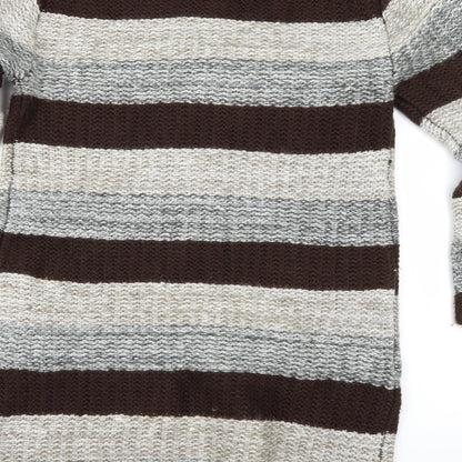 F&F Womens Beige Striped  Cardigan Jumper Size M
