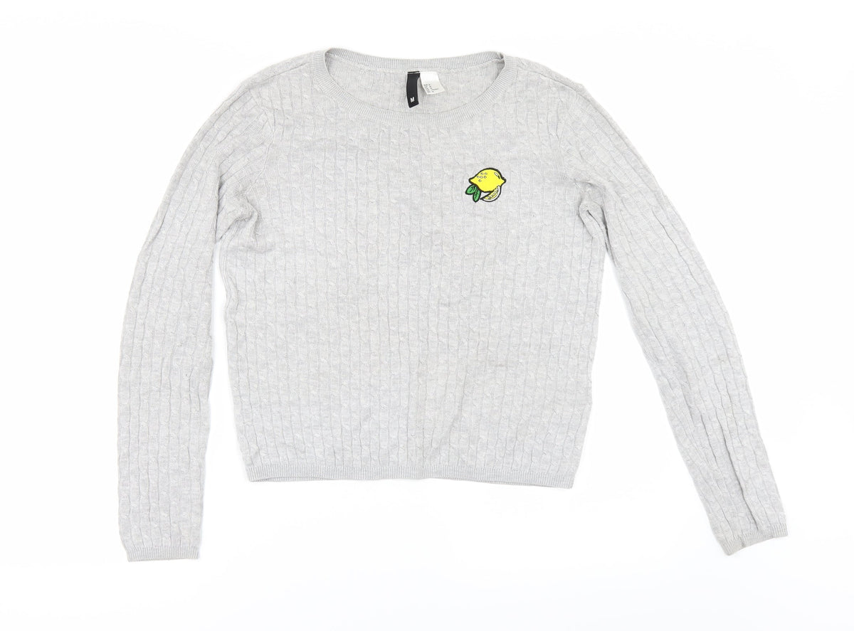 H&M Womens Grey   Pullover Jumper Size M