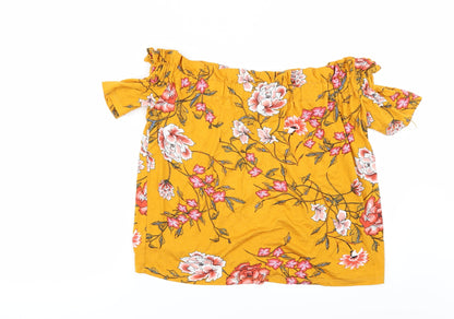 Primark Womens Yellow Floral  Basic Blouse Size 10