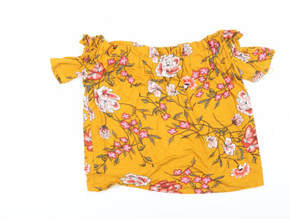 Primark Womens Yellow Floral  Basic Blouse Size 10