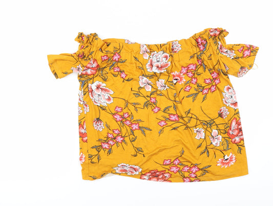 Primark Womens Yellow Floral  Basic Blouse Size 10