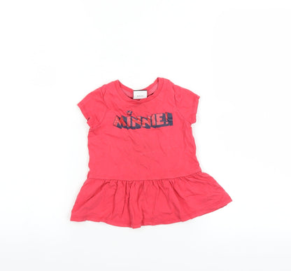George Girls Pink   Basic T-Shirt Size 12-18 Months  - MINNIE MOUSE