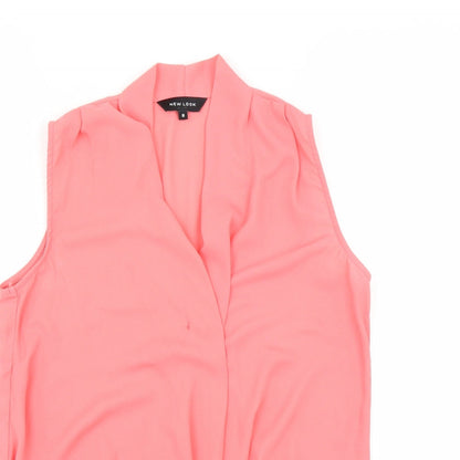 Womens UK Size 8 New Look Pink Basic Blouse